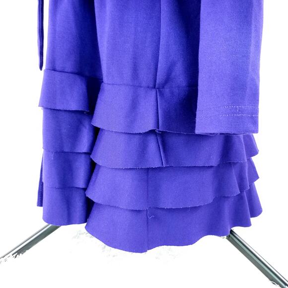 Cupio Purple Tiered Ruffle Long Sleeve Trench Jacket Waist Tie Large - Picture 5 of 12